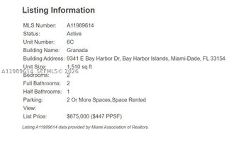 9341 E Bay Harbor Dr 6C, Bay Harbor Islands, FL 33154