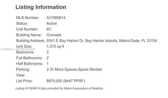 9341 E Bay Harbor Dr 6C, Bay Harbor Islands, FL 33154
