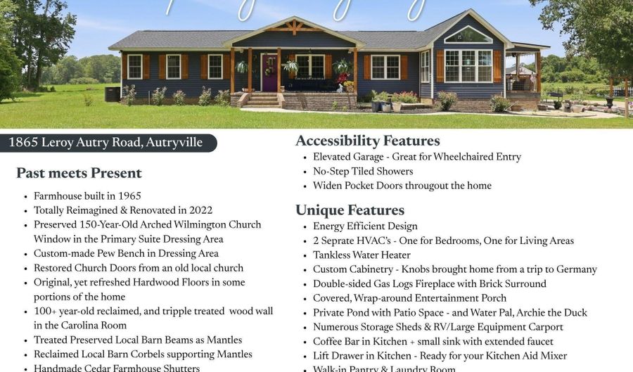 1865 Leroy Autry Rd, Autryville, NC 28318 - 3 Beds, 2 Bath