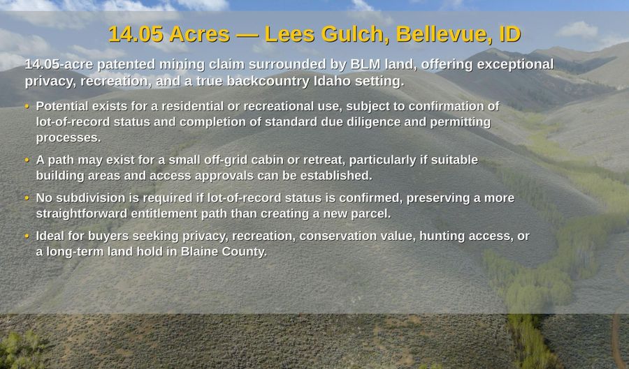Lees Gulch Rd, Bellevue, ID 83313 - 0 Beds, 0 Bath