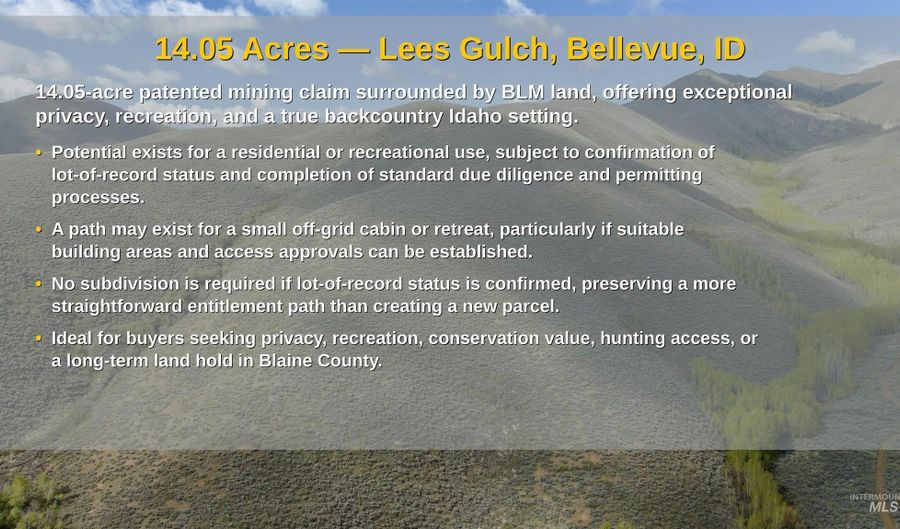 Lees Gulch Rd, Bellevue, ID 83313 - 0 Beds, 0 Bath