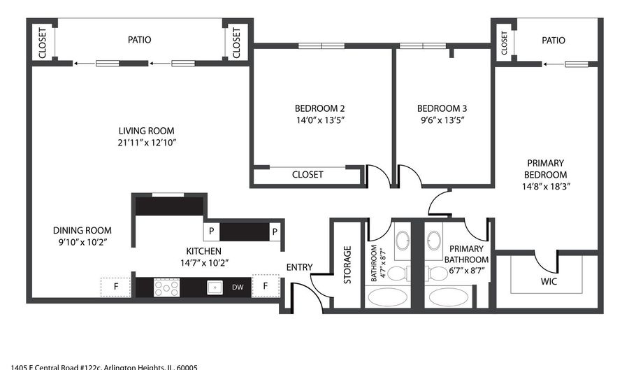 1405 E Central Rd 122C, Arlington Heights, IL 60005 - 3 Beds, 2 Bath