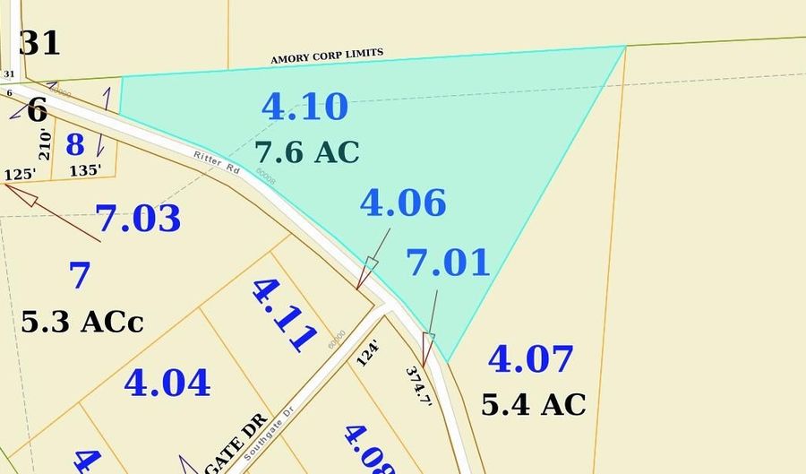 7 6 Ac Ritter Rd, Amory, MS 38821 - 0 Beds, 0 Bath