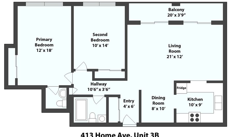 413 Home Ave 3B, Oak Park, IL 60302 - 2 Beds, 2 Bath