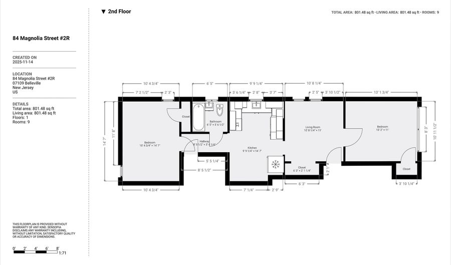 84 MAGNOLIA St 2R, Belleville, NJ 07109 - 2 Beds, 1 Bath