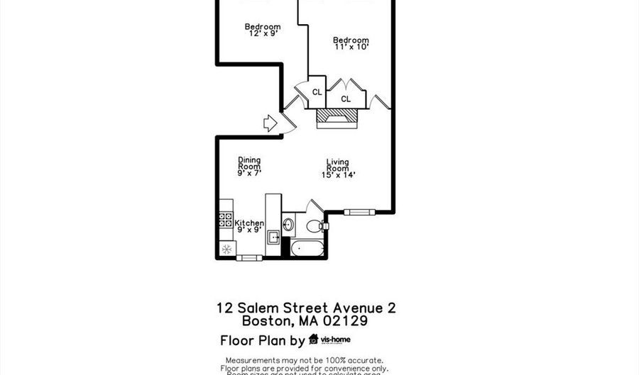 12 Salem Street Ave 2, Boston, MA 02129 - 2 Beds, 1 Bath