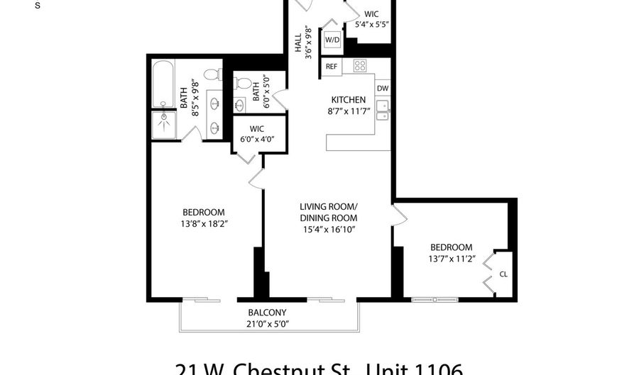 21 W Chestnut St 1106, Chicago, IL 60610 - 2 Beds, 2 Bath