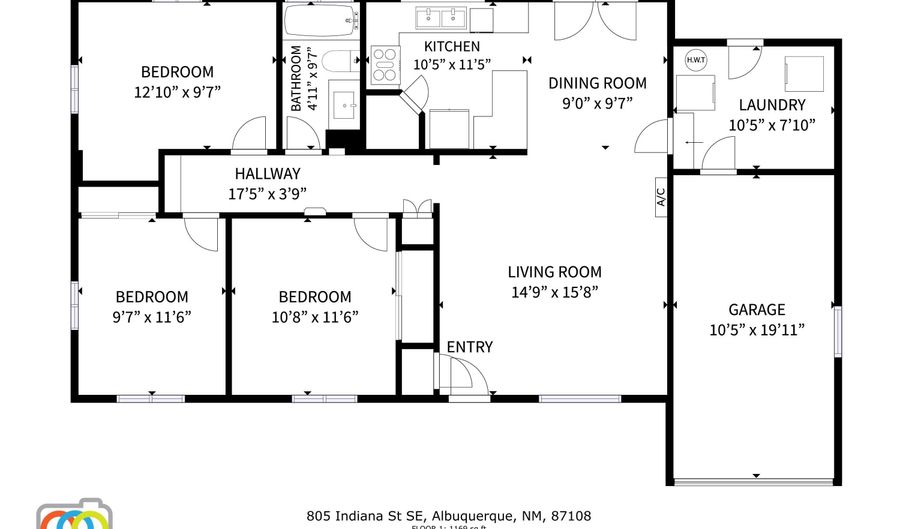 805 INDIANA St SE, Albuquerque, NM 87108 - 3 Beds, 1 Bath