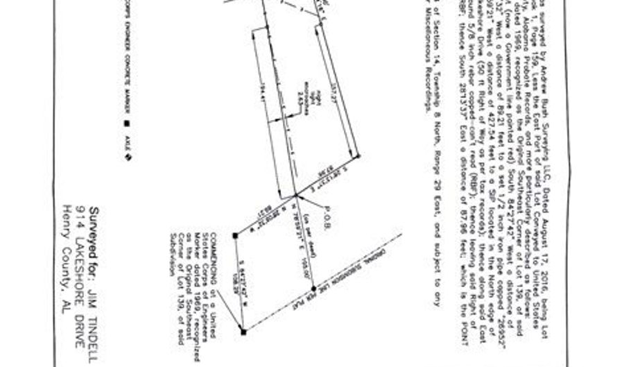 914 LAKESHORE Dr, Abbeville, AL 36310 - 0 Beds, 0 Bath
