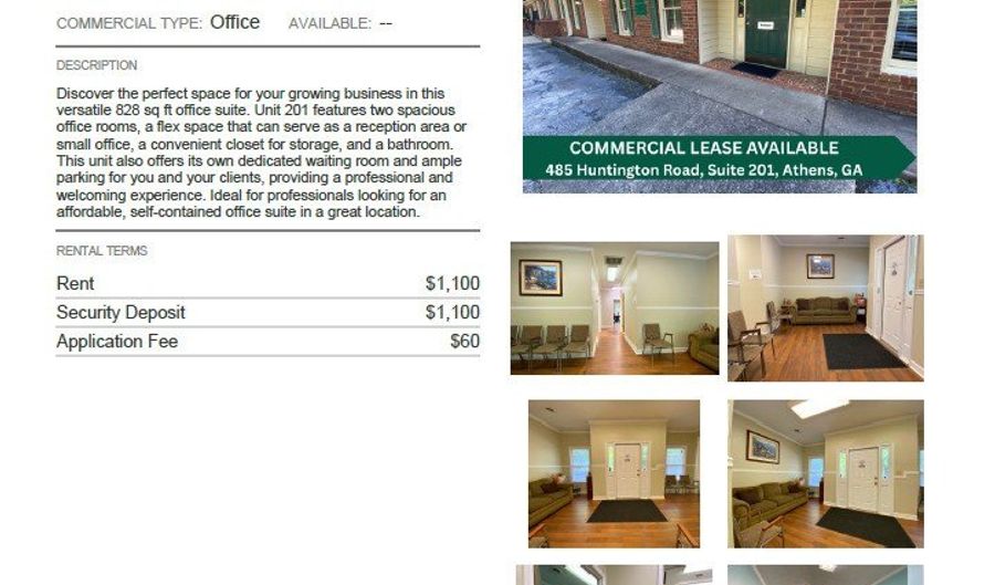 485 Huntington STE 201, Athens, GA 30606 - 0 Beds, 0 Bath
